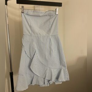 Superdown Asymmetrical Blue and White Skirt